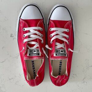 Converse All Stars Lo Cut Lace Up Slip On Textile Sneakers Red & White Sz 10